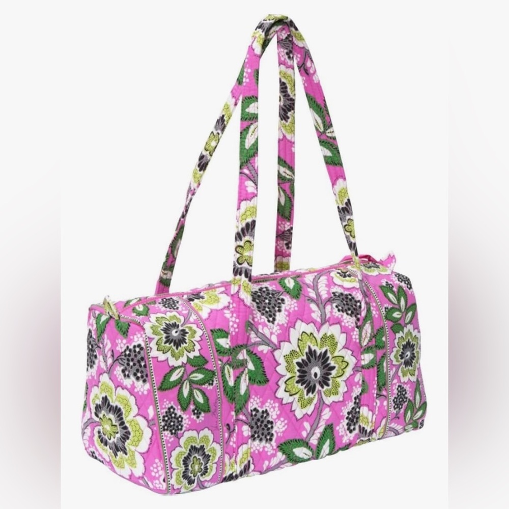 Large Vera Bradley Pink Floral Quilted Travel Duffel